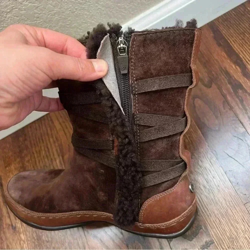The North Face Isabel II Winter Boots Women’s Size 9 Brown Leather Side Zip